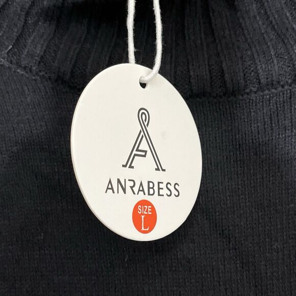 Anrabess 2 Pc Loungewear Set Womens L Black Knit Sweater Set Wide Leg Mock Neck - Picture 7 of 9